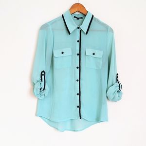 Light Teal & Black Button Down